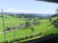 Ferienhof Hofer Blick vom Balkon ins Allgäu und Nagelfluhkette 